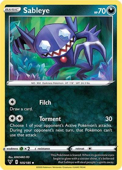 Sword & Shield Vivid Voltage - 105/185 Sableye Uncommon