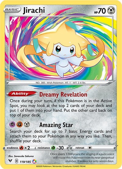 Sword & Shield Vivid Voltage - 119/185 Jirachi Amazing Rare