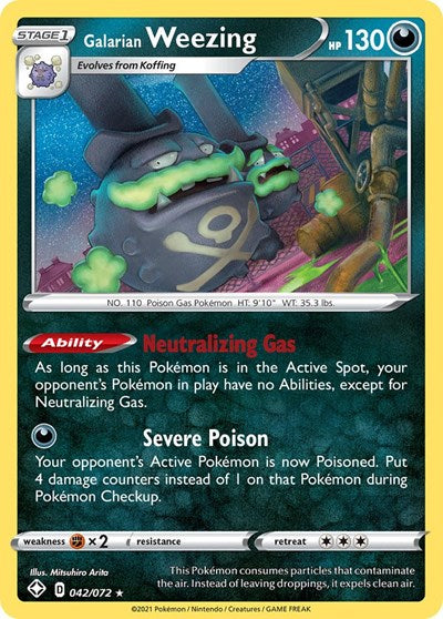 Shining Fates - 042/072 Galarian Weezing Holo Rare