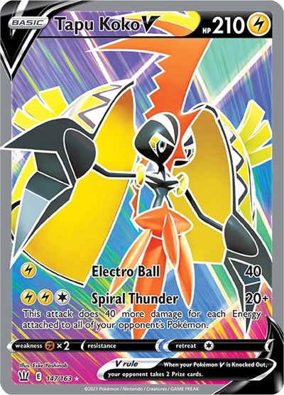 Sword & Shield Battle Styles - 147/163 Tapu Koko V (Full Art) Ultra Rare