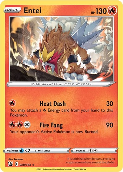 Sword & Shield Battle Styles - 020/163 Entei Holo Rare