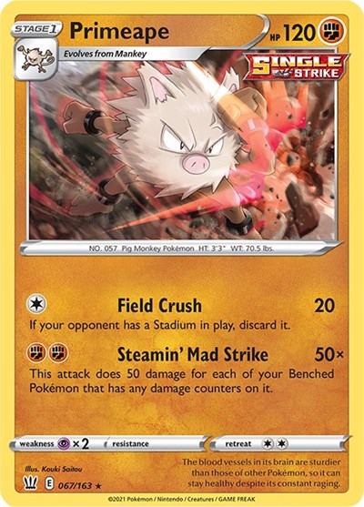 Sword & Shield Battle Styles - 067/163 Primeape Rare