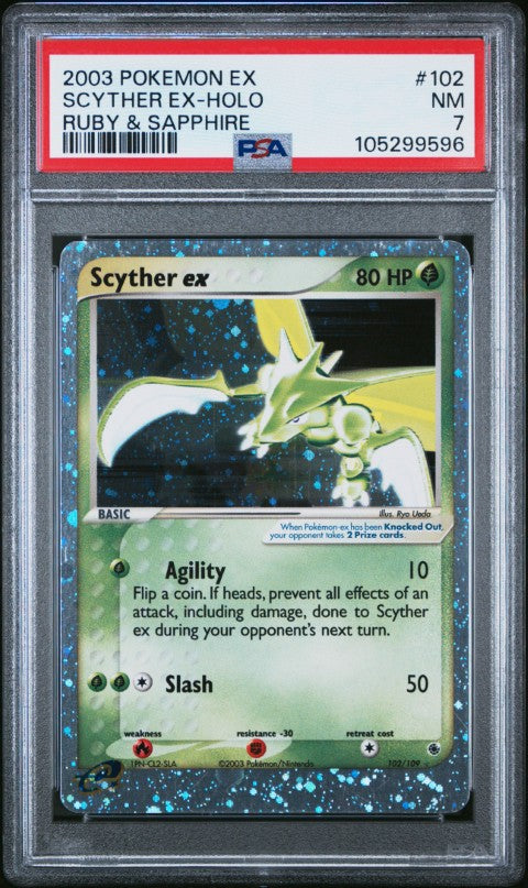 2003 Pokemon Ex Ruby & Sapphire #102 Scyther ex-Holo Ruby & Sapphire PSA 7