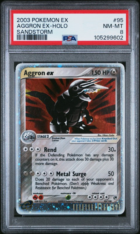 2003 Pokemon Ex Sandstorm #95 Aggron ex-Holo Sandstorm PSA 8