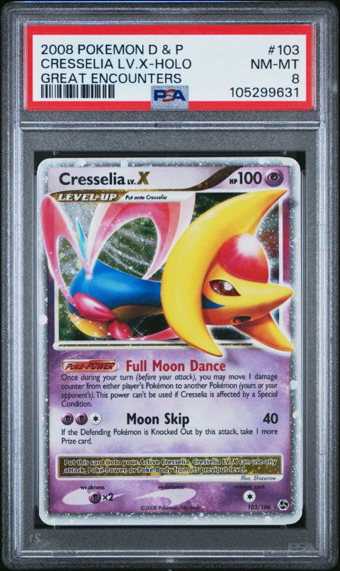 2008 Pokemon Diamond & Pearl Great Encounters #103 Cresselia Lv.X-Holo Great Encounters PSA 8