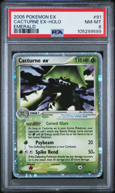 2005 Pokemon Ex Emerald #91 Cacturne ex-Holo Emerald PSA 8