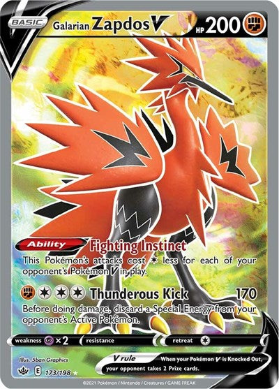 Sword & Shield Chilling Reign - 173/198 Galarian Zapdos V (Full Art) Ultra Rare