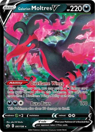 Sword & Shield Chilling Reign - 097/198 Galarian Moltres V Ultra Rare