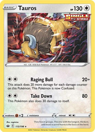 Sword & Shield Chilling Reign - 115/198 Tauros Holo Rare