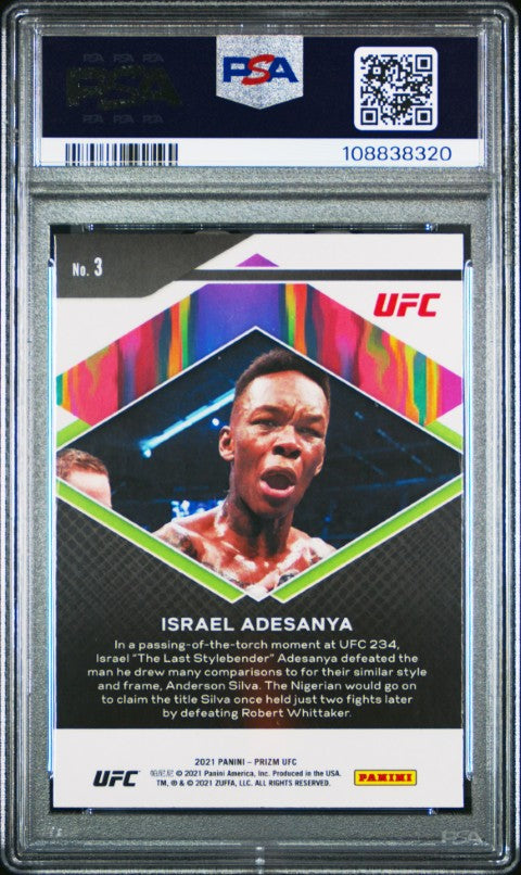 2021 Panini Prizm Ufc Fearless #3 Israel Adesanya Fearless PSA 10