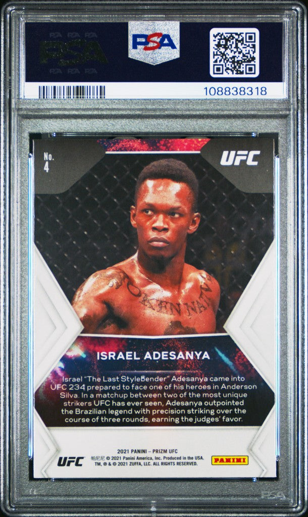 2021 Panini Prizm Ufc Fireworks #4 Israel Adesanya Fireworks PSA 10