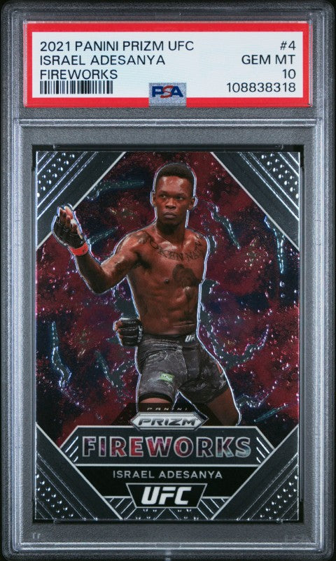 2021 Panini Prizm Ufc Fireworks #4 Israel Adesanya Fireworks PSA 10