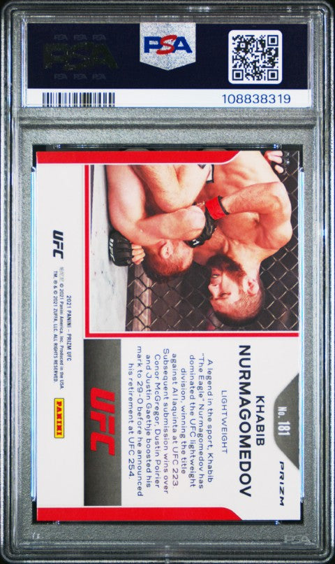 2021 Panini Prizm Ufc #181 Khabib Nurmagomedov Silver Prizm PSA 10