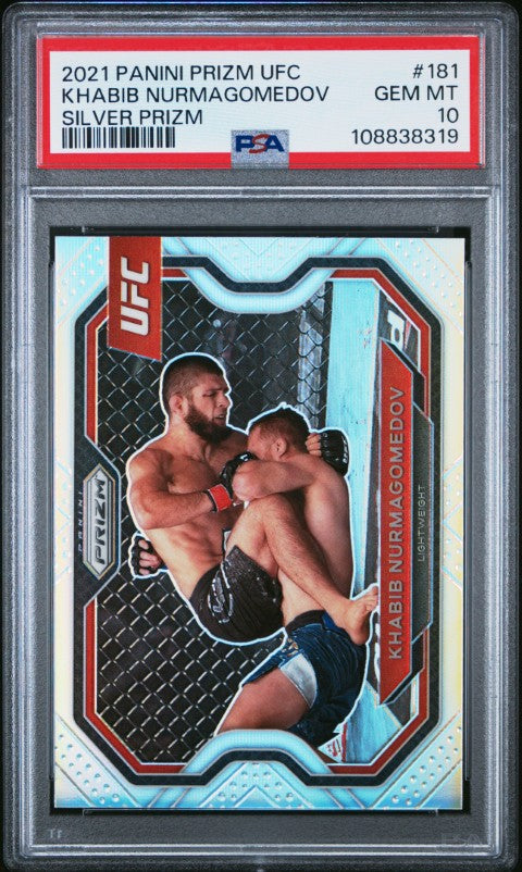 2021 Panini Prizm Ufc #181 Khabib Nurmagomedov Silver Prizm PSA 10