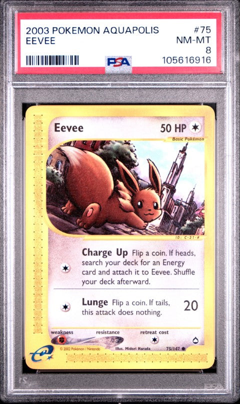 2003 Pokemon Aquapolis #75 Eevee PSA 8