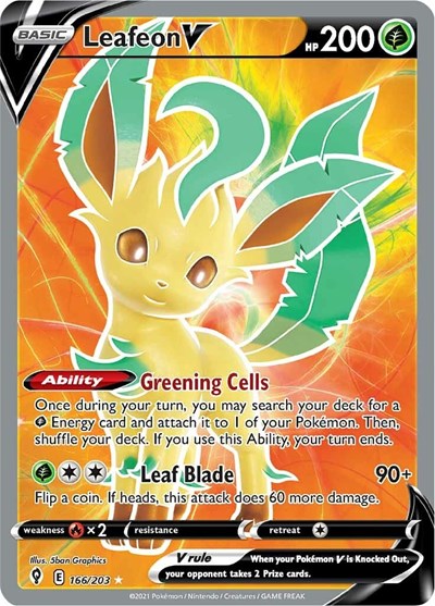 Sword & Shield Evolving Skies - 166/203 Leafeon V (Full Art) Ultra Rare