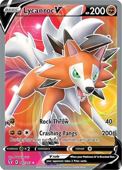 Sword & Shield Evolving Skies - 187/203 Lycanroc V (Full Art) Ultra Rare