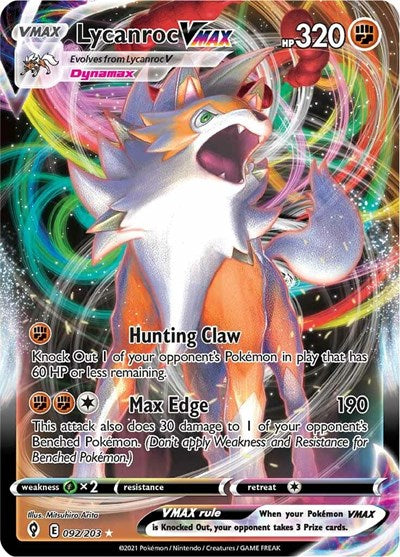 Sword & Shield Evolving Skies - 092/203 Lycanroc VMAX Ultra Rare