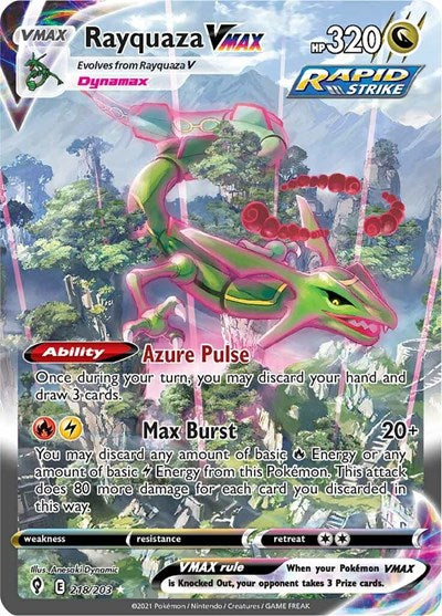 Sword & Shield Evolving Skies - 218/203 Rayquaza VMAX (Alternate Art Secret) Secret Rare