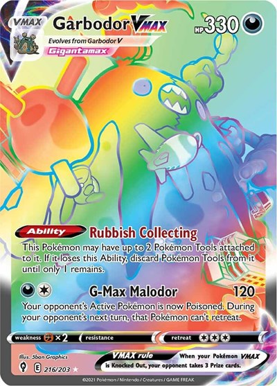 Sword & Shield Evolving Skies - 216/203 Garbodor VMAX Secret Rare