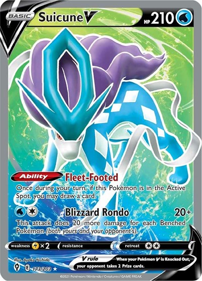 Sword & Shield Evolving Skies - 173/203 Suicune V (Full Art) Ultra Rare