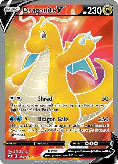 Sword & Shield Evolving Skies - 191/203 Dragonite V (Full Art) Ultra Rare