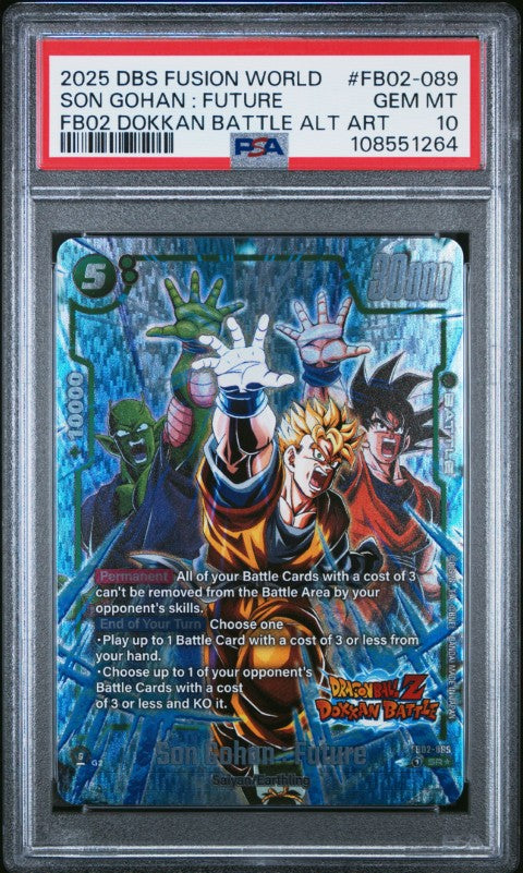 2025 Dragon Ball Super Card Game Fusion World New Adventure #FB02-089 Son Gohan : Future Fb02 Dokkan Battle Alt Art PSA 10