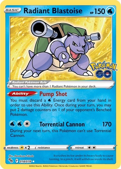 Pokemon GO - 018/078 Radiant Blastoise Radiant Rare