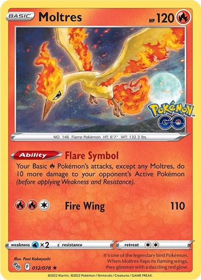 Pokemon GO - 012/078 Moltres Holo Rare