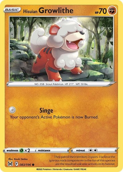 Sword & Shield Lost Origin - 083/196 Hisuian Growlithe Common