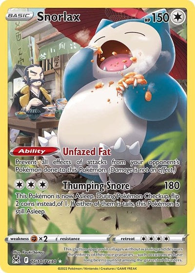 Sword & Shield Lost Origin Trainer Gallery - TG10/TG30 Snorlax Ultra Rare