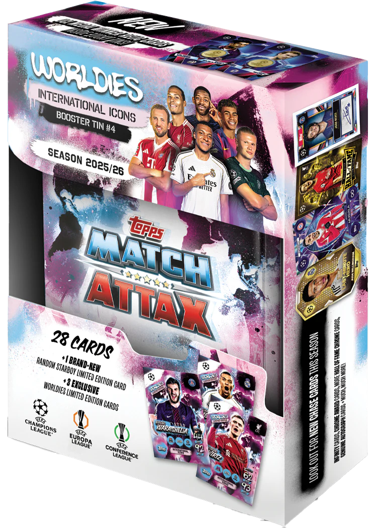 2025-26 Topps Match Attax UEFA Club Competitions Soccer Mini Tin - International Icons