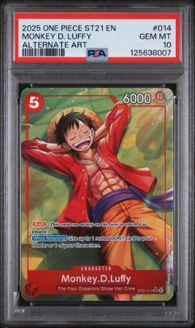 2025 One Piece Starter Deck St21-Ex Gear 5 #014 Monkey D. Luffy Alternate Art PSA 10