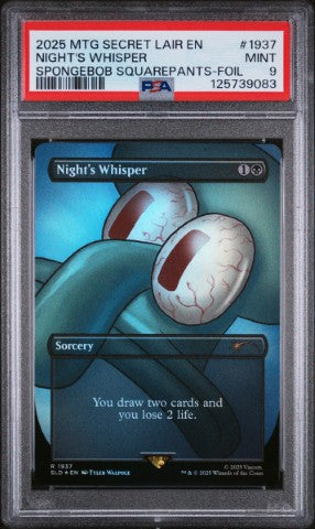 2025 Magic The Gathering Secret Lair Drop #1937 Night'S Whisper Spongebob Squarepants-Foil PSA 9