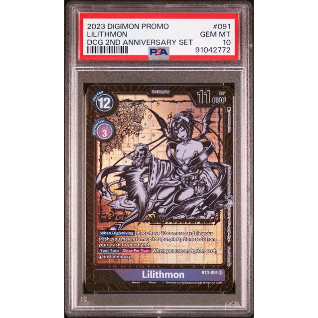 Digimon Card Game - Lilithmon BT3-091 (2nd Anniversary Set Promo) - PSA 10 (GEM MINT)