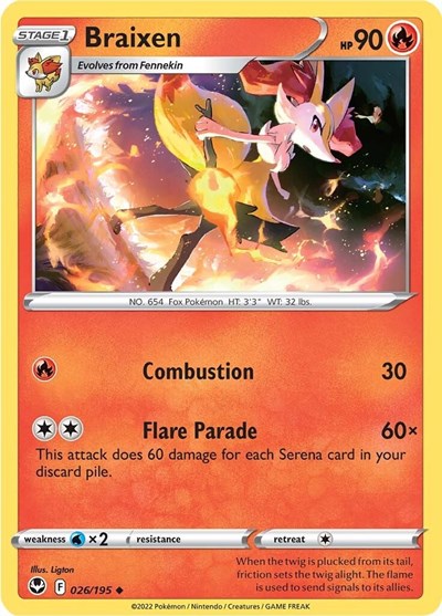 Sword & Shield Silver Tempest - 026/195 Braixen Uncommon