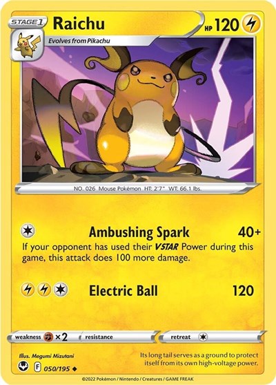 Sword & Shield Silver Tempest - 050/195 Raichu Uncommon