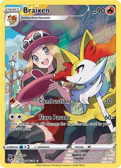 Sword & Shield Silver Tempest Trainer Gallery - TG01/TG30 Braixen Ultra Rare