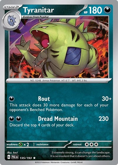 Scarlet & Violet Paldea Evolved - 135/193 Tyranitar Rare