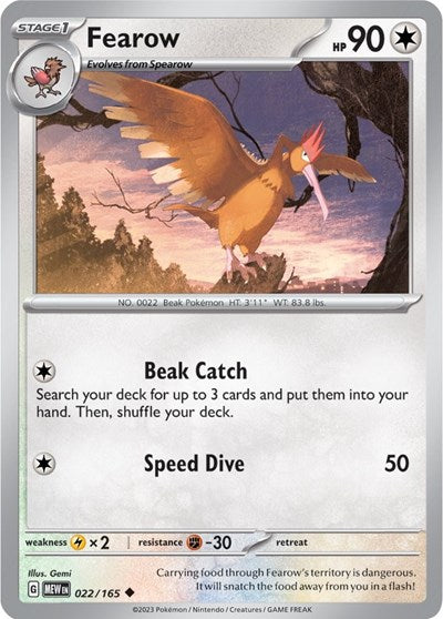 Scarlet & Violet 151 - 022/165 Fearow Uncommon