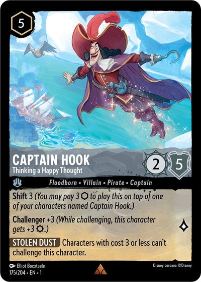 Lorcana - The First Chapter - 175/204 Captain Hook - Thinking a Happy Thought Rare