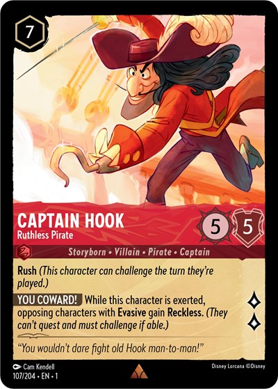 Lorcana - The First Chapter - 107/204 Captain Hook - Ruthless Pirate Rare