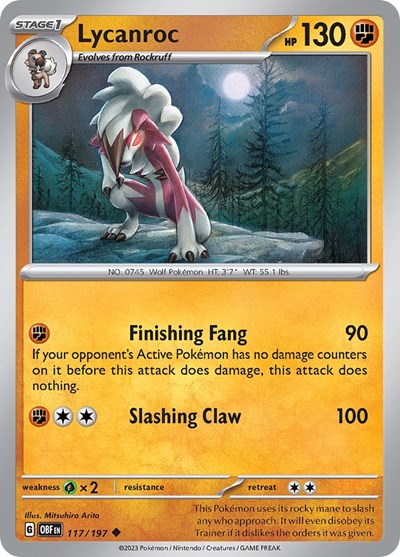 Scarlet & Violet Obsidian Flames - 117/197 Lycanroc Uncommon