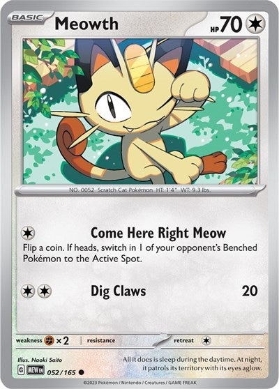 Scarlet & Violet 151 - 052/165 Meowth Common