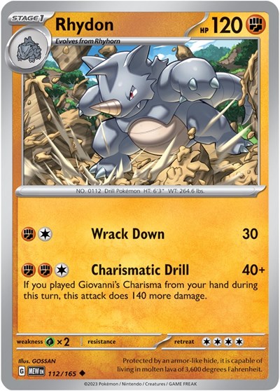 Scarlet & Violet 151 - 112/165 Rhydon Uncommon