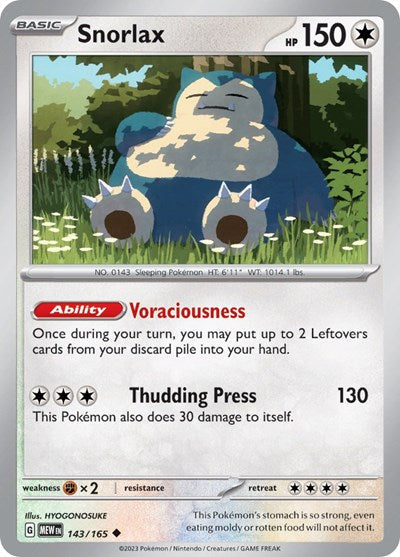 Scarlet & Violet 151 - 143/165 Snorlax Uncommon