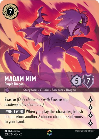 Lorcana - Rise of the Floodborn - 208/204 Madam Mim - Purple Dragon (Enchanted) Enchanted