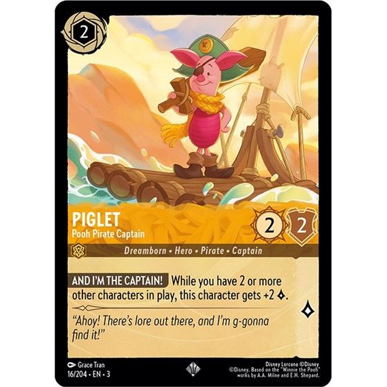 Lorcana - Into The Inklands - 016/204 Piglet - Pooh Pirate Captain Super Rare