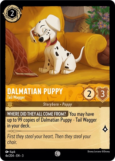 Lorcana - Into The Inklands - 4e/204 Dalmatian Puppy - Tail Wagger (4e/204) Common