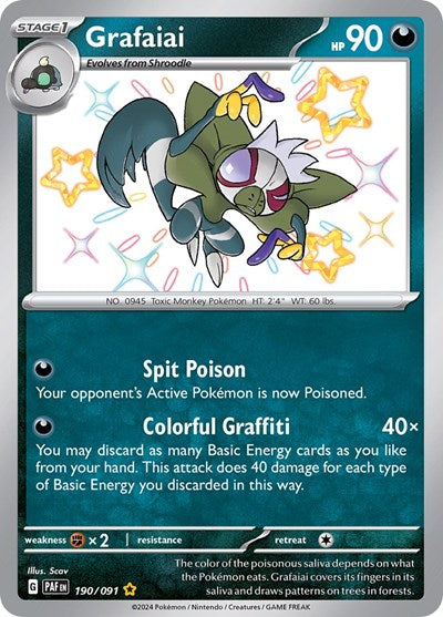 Scarlet & Violet Paldean Fates - 190/091 Grafaiai Shiny Rare